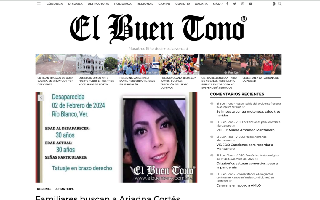 El Buen Tono: Familiares buscan a Ariadna CortésEl Buen Tono: